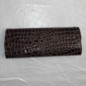 Evening Gown brown faux croc evening bag with chain strap